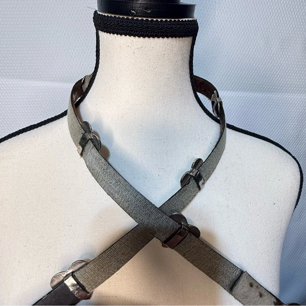 Vintage Nickel Silver Turquoise Heart Concho Western Belt
